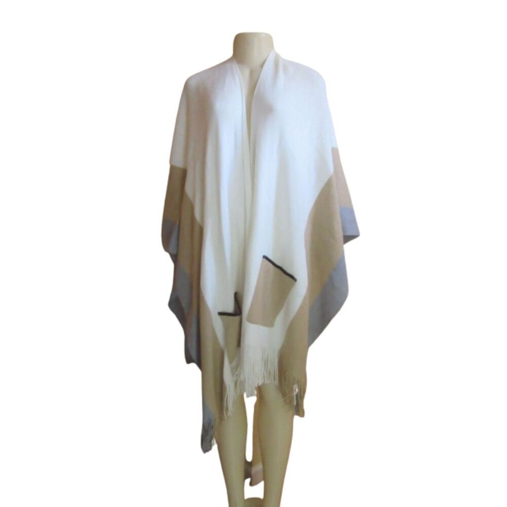 New w Tags, Cejon White/Beige Woman's Wrap Sweater w Pockets